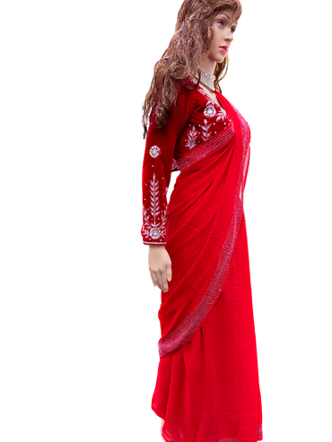 Red Chiffon Saree