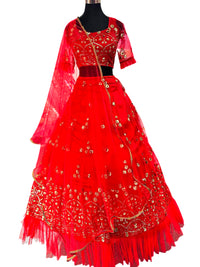 Lehenga Choli-Red with Golden Work