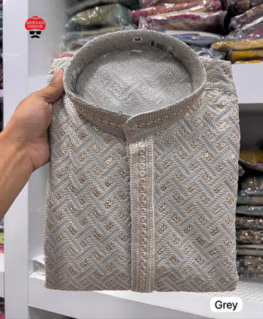 Boutique Finishing Premium Chikan Kari Kurta XL | 3 Colors