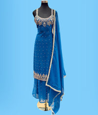 Designer Party Wear Sleeveless Palazzo Suit Medium (38) | 3 Colors
