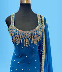 Designer Party Wear Sleeveless Palazzo Suit Medium (38) | 3 Colors