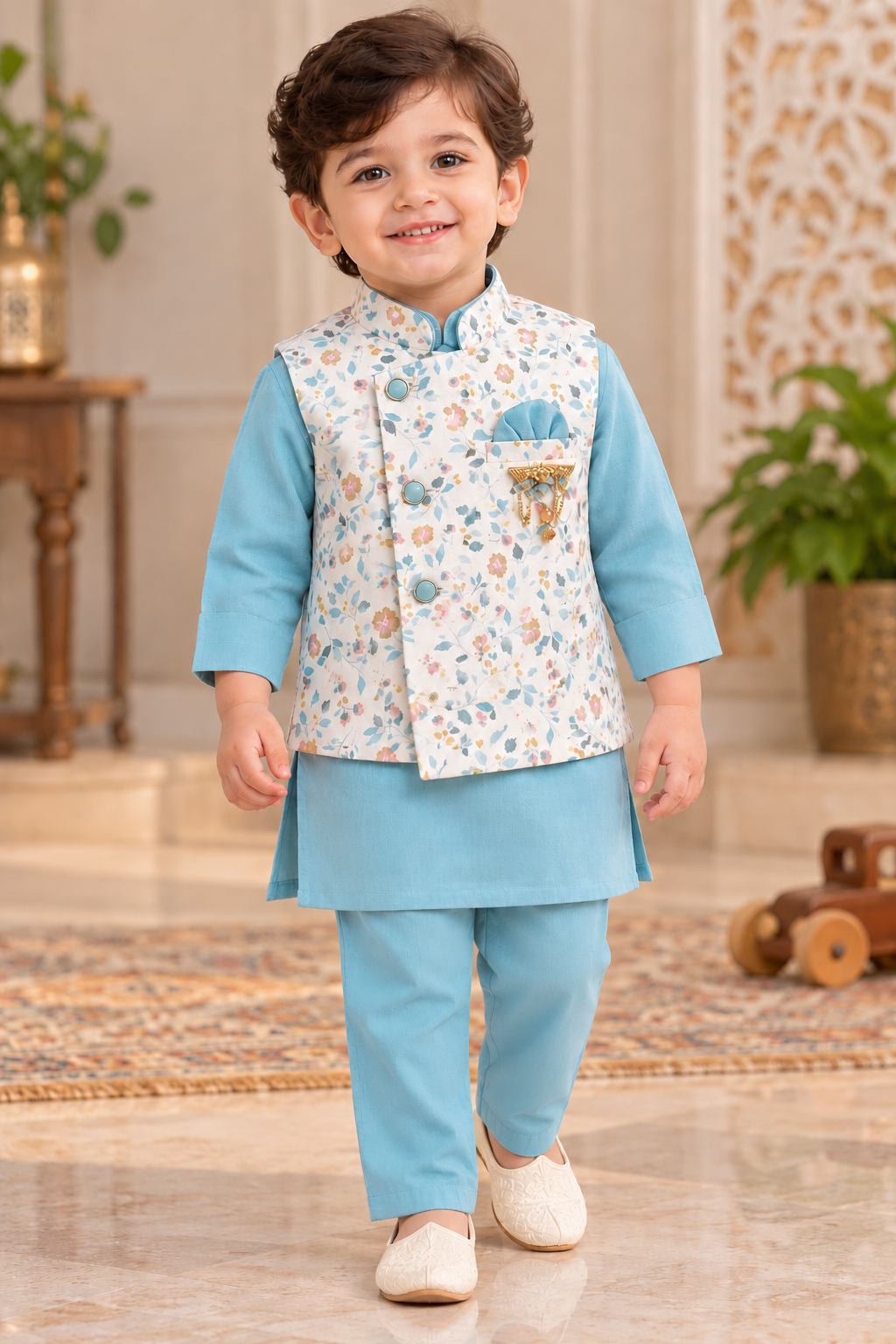 Boys Kurta-Pyjama with Coat, Full Set 2 Year
