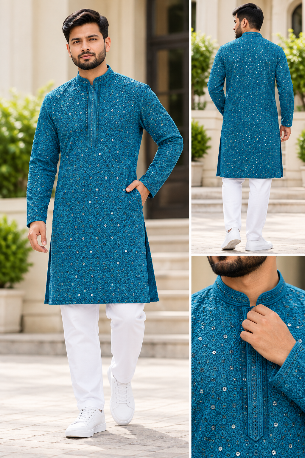 Boutique Finishing Premium Chikan Kari Kurta 44 (2XL) | Rama Color