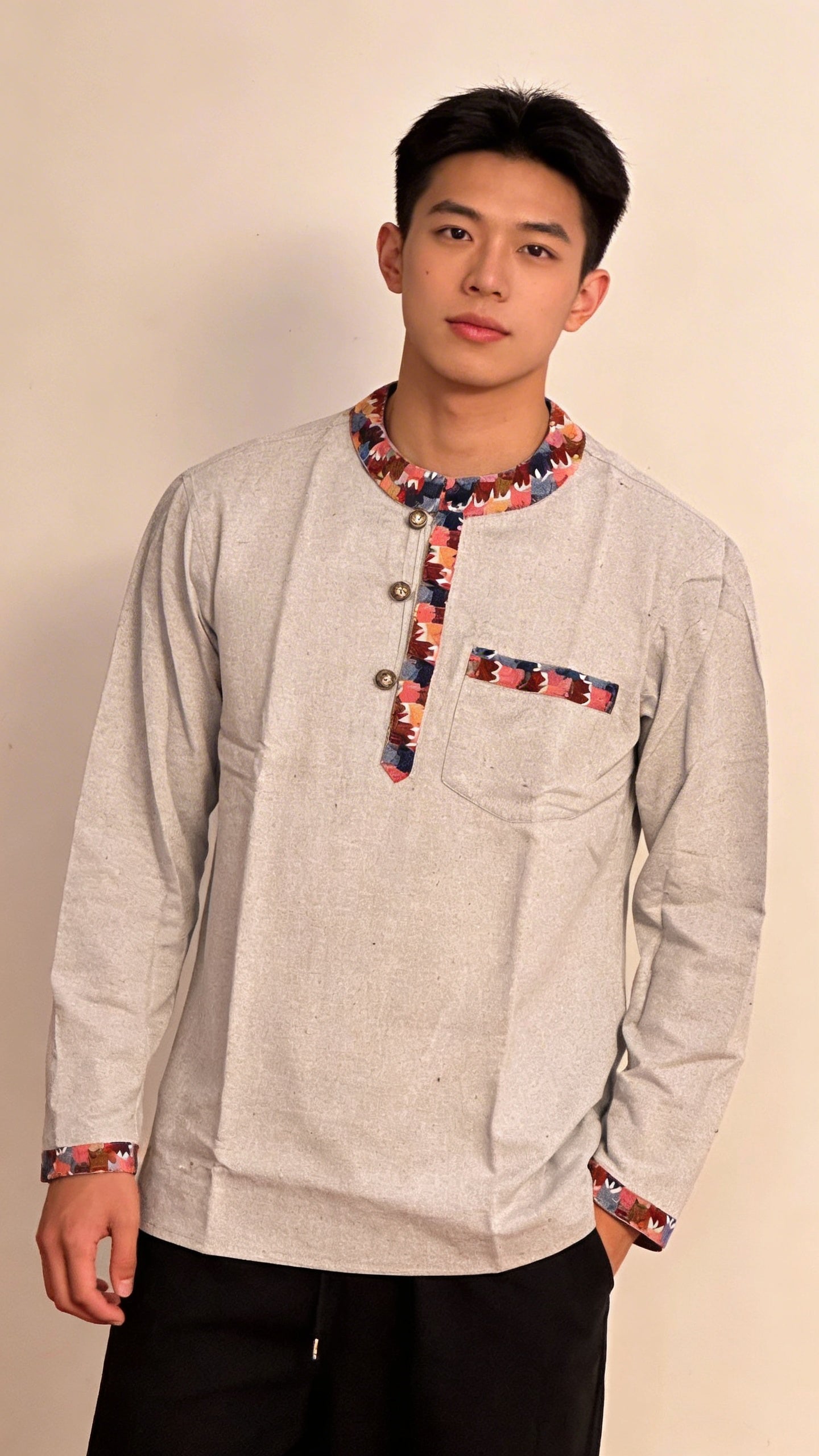 Unisex Dhaka Border Nepalese Kurta M-L