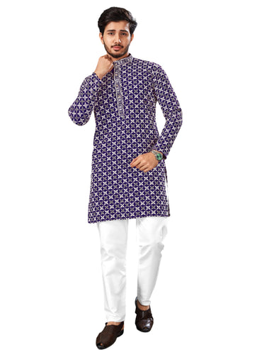 Traditional Chikan Work Kurta Pyjama Set