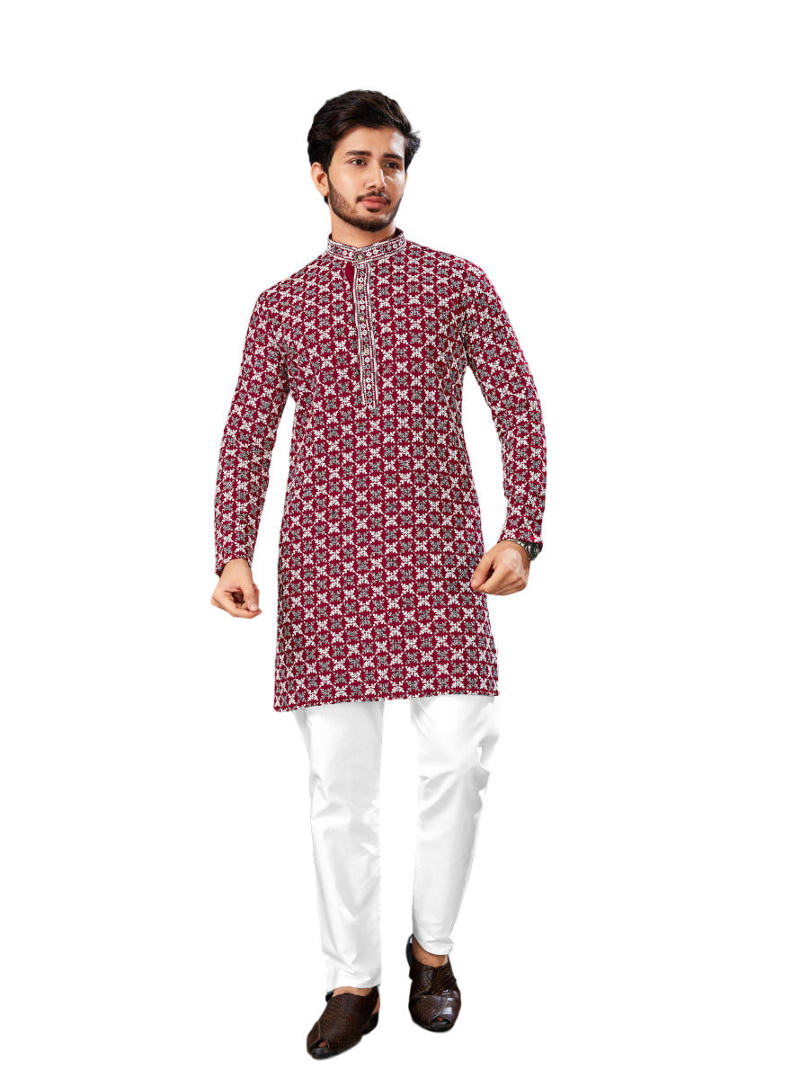 Traditional Chikan Work Kurta Pyjama Set