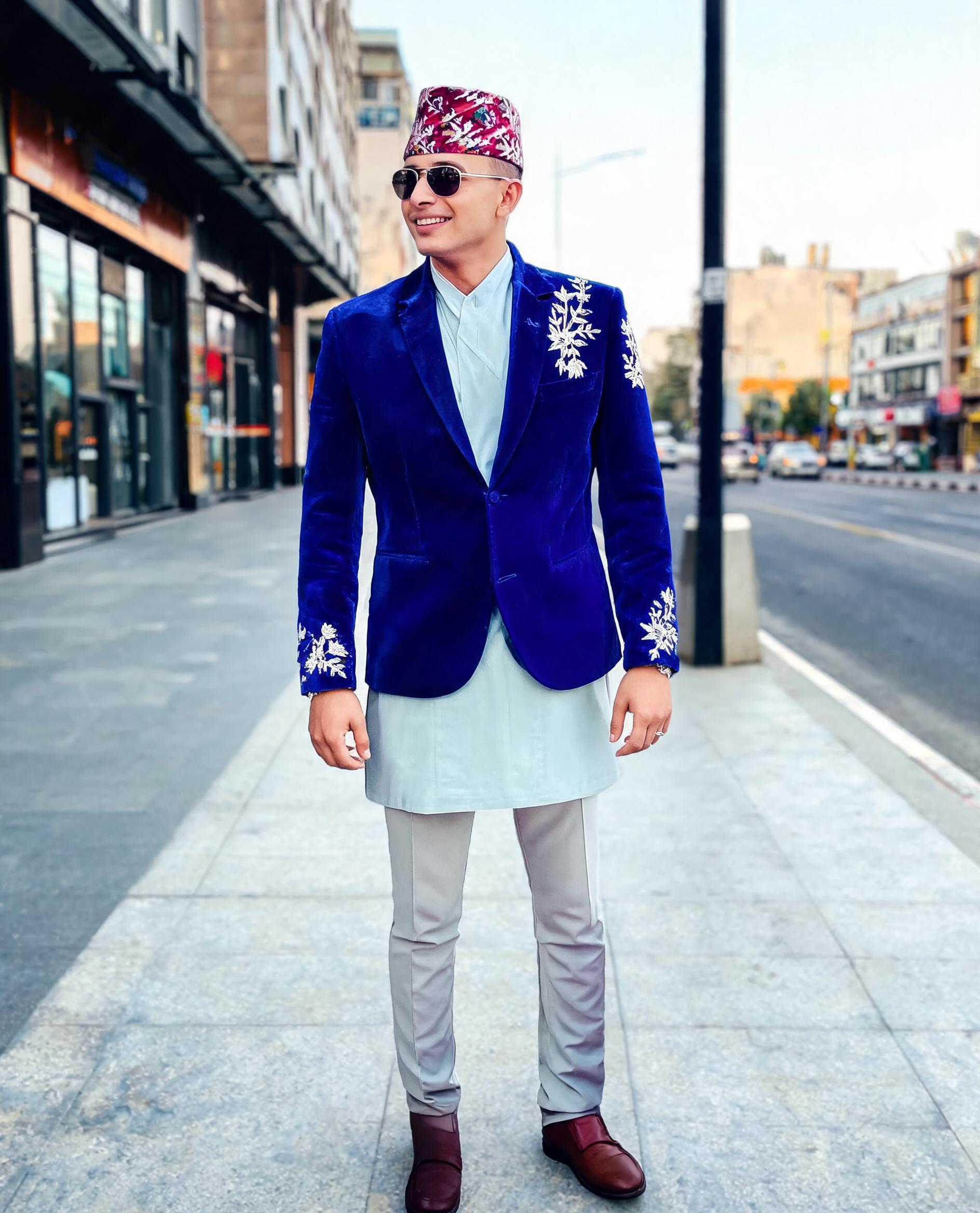 Velvet Kadai Blazer Silver Work