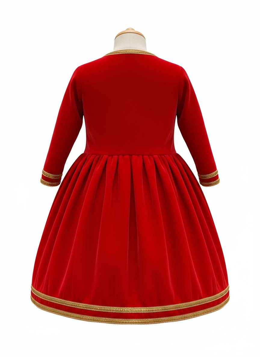 Kadai Velvet Frock Red 4-5 Year