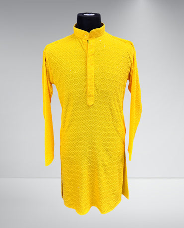 Couple Matching Set Saree & Kurta-Yellow