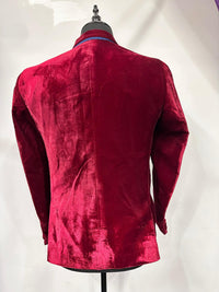 Velvet Blazer-Maroon