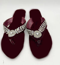 Nepali Handmade Embroidered Velvet Slipper Festival, Party and Temple wear Size 38