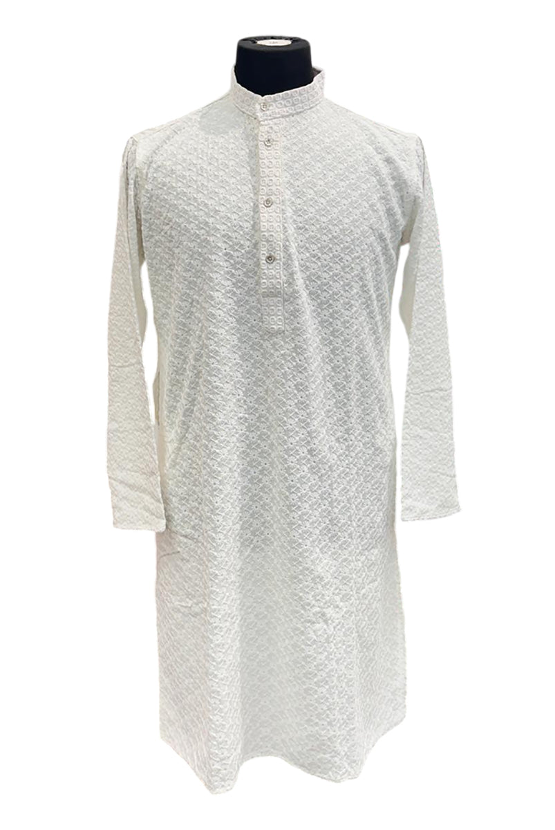 Heavy Chikan Kari Kurta White