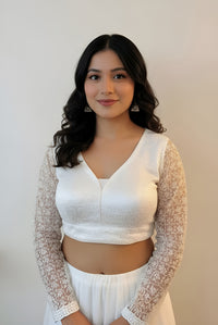 Party Wear Net Blouse White