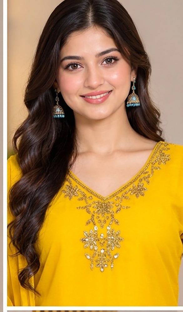 Embroidery Boutique 90s Kurthi Set 34-38,Yellow