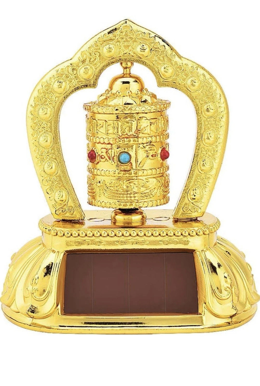 Car Decor Solar Energy Spinning Prayer Wheel Golden-Same Day Dispatch