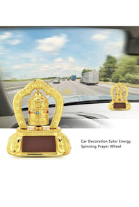 Car Decor Solar Energy Spinning Prayer Wheel Golden-Same Day Dispatch